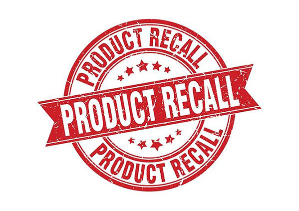 Shows a red circular image that looks like a stamp with the words Product Recall