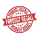 Shows a red circular image that looks like a stamp with the words Product Recall